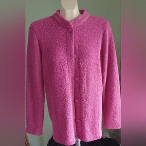 Beautiful Christopher Banks  Pink  Cardigan Knit Sweater Top Womens LG